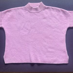 Madewell Pink Recycled Cashmere Ribbed Mock Turtleneck Sweater